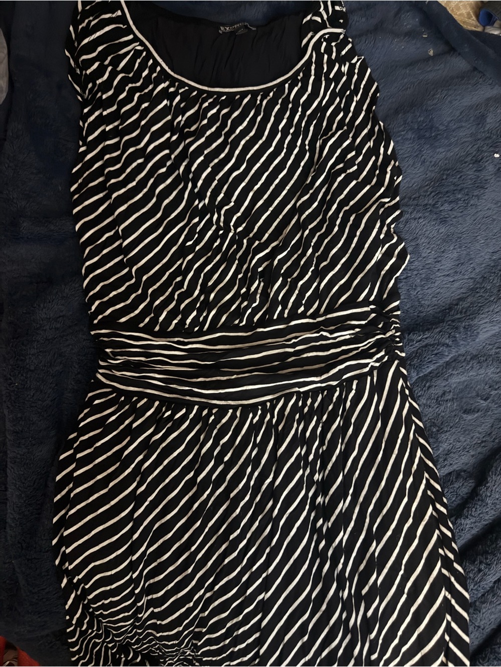 Express Black and White Diagonal Stripe Sleeveless Dress